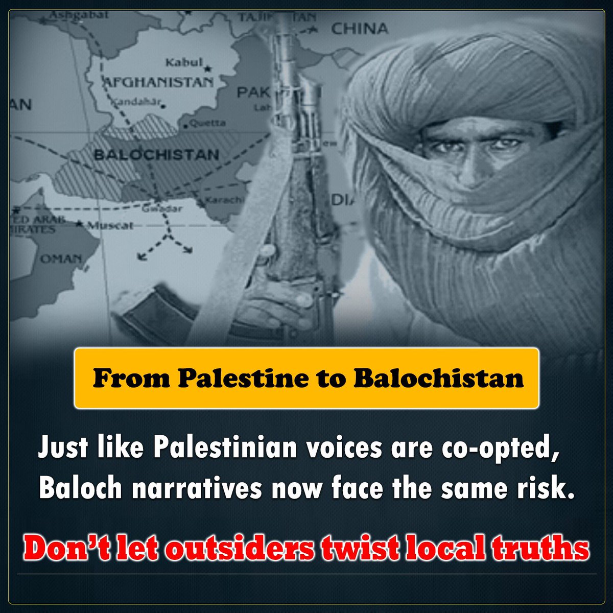 Nᴏʀᴇᴇɴ ❤️ (@xnren3) on Twitter photo From Palestine to Balochistan 
When authentic voices are sidelined and outsiders hijack the narrative, justice suffers.
Baloch stories must be told by Baloch, not for them.
#สุรินทร์ From Palestine to Balochistan 
When authentic voices are sidelined and outsiders hijack the narrative, justice suffers.
Baloch stories must be told by Baloch, not for them.
#สุรินทร์