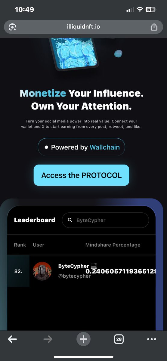 bytecypher's tweet image. If you’re an illiquid family.
Follow me for the love of @Illiquid_nft
I will follow back immediately
Stay illiquid fams.
The last week is upon us, let’s grind.