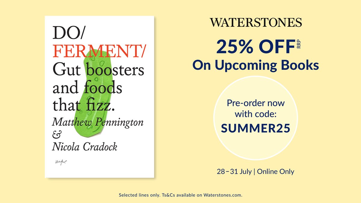 Whether you’re a seasoned fermenter or just curious, this is the perfect time to grab a copy of our September title, Do Ferment 🥒 

Use code SUMMER25 at waterstones.com or on the <a href="/Waterstones/">Waterstones</a> app, for 25% off: waterstones.com/book/do-fermen…