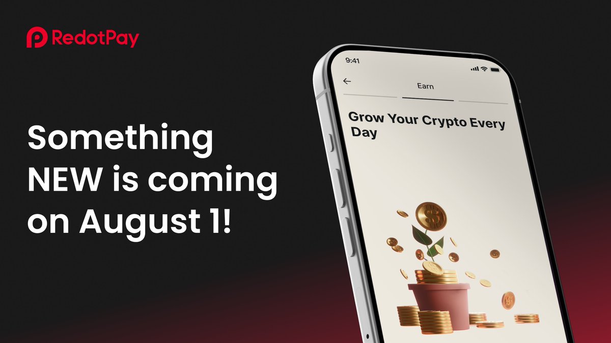 RedotPay's tweet image. Something NEW is coming to RedotPay on August 1!
Get ready to grow your crypto effortlessly.
Can you guess what it is? 👀