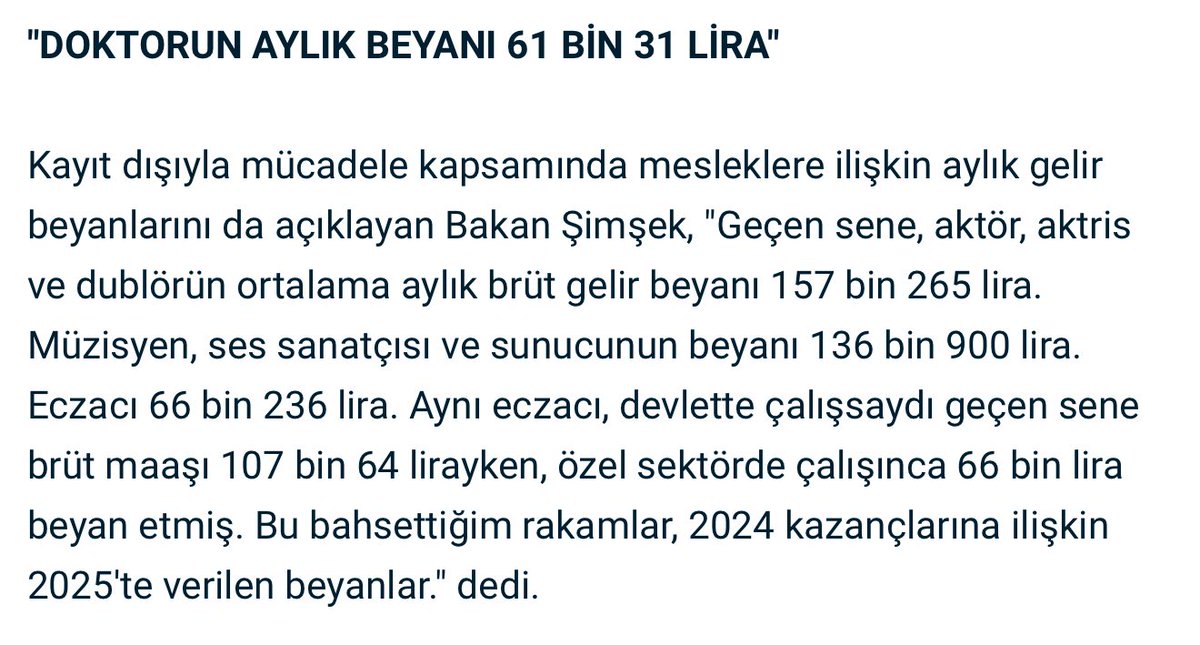 Eczaneler gerçekten zor durumda, eczacılar değil para kazanmak günü bile kurtaramıyorlar dediğimizde bu eczacılarda çok oluyor diyordunuz.

Buyrun devletin en yetkili ağzı <a href="/memetsimsek/">Mehmet Simsek</a> diyor ki Kamu’da çalışan eczacılar Brüt 106 Bin TL kazanırken, özel sektörde çalışanlar