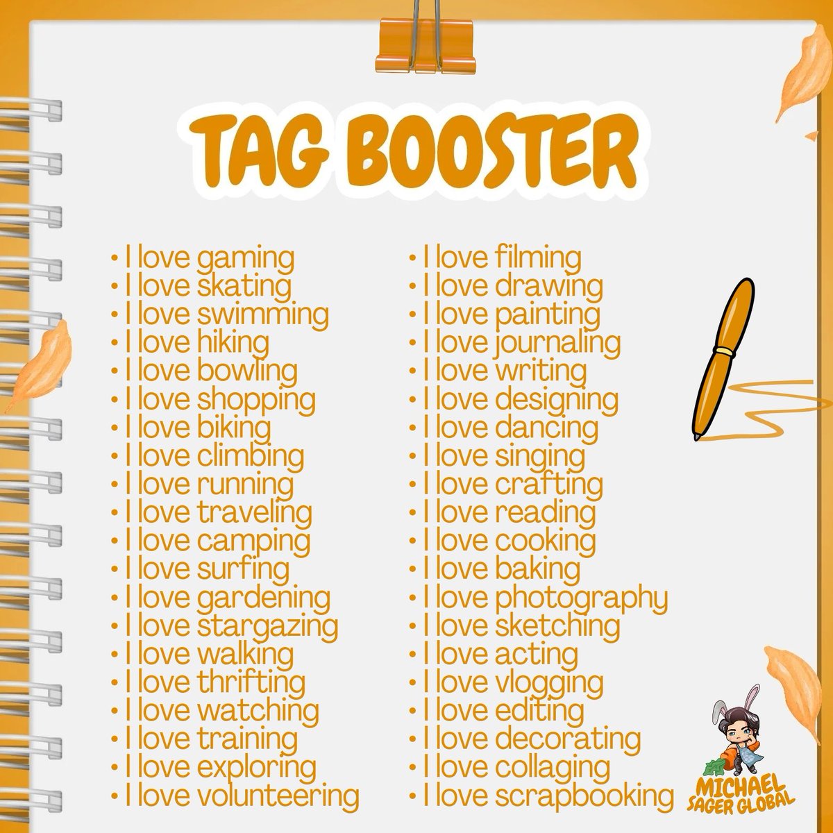 SAGERGLOBAL's tweet image. Tag Booster Two

Mwo-reul joahaseyo?

Official Tagline:
TARA ML MICHAEL

#MichaelSager