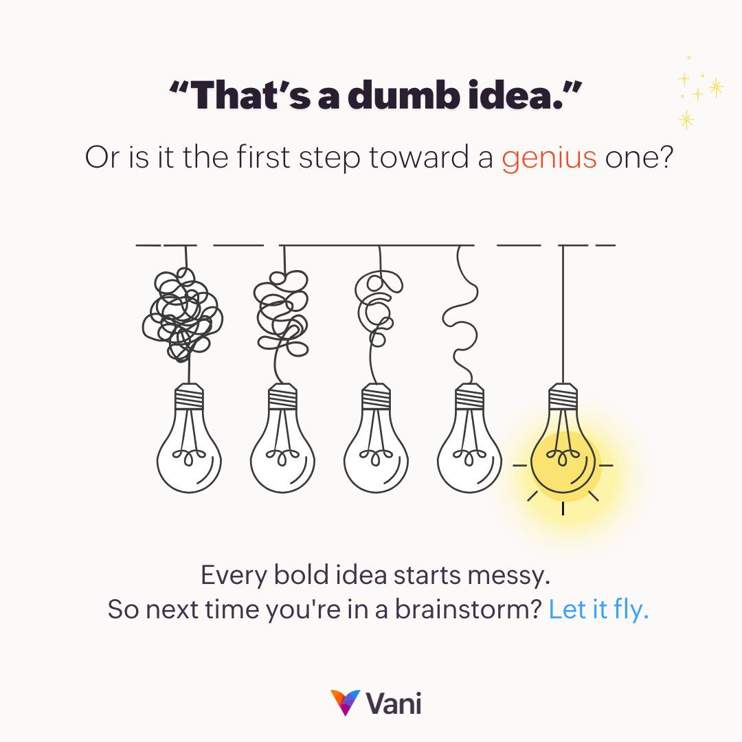 VaniHQ's tweet image. Not every idea will be an instant hit; some just need a remix.
Say it out loud. You'll never know what it could become.
#vani #visualcollaboration #collaborationtools #visualthinking #brainstorming