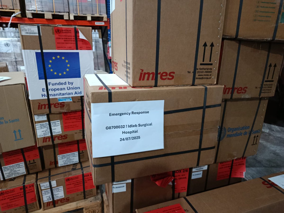 WHOSyria's tweet image. Following the recent blasts in Idlib, @WHO delivered 24 trauma kits in 24 hrs with the Health Directorate & partners – enough for 200+ surgeries.
Thanks to @eu_echo for enabling this rapid response with essential drugs, anesthesia, transfusion & surgical supplies.