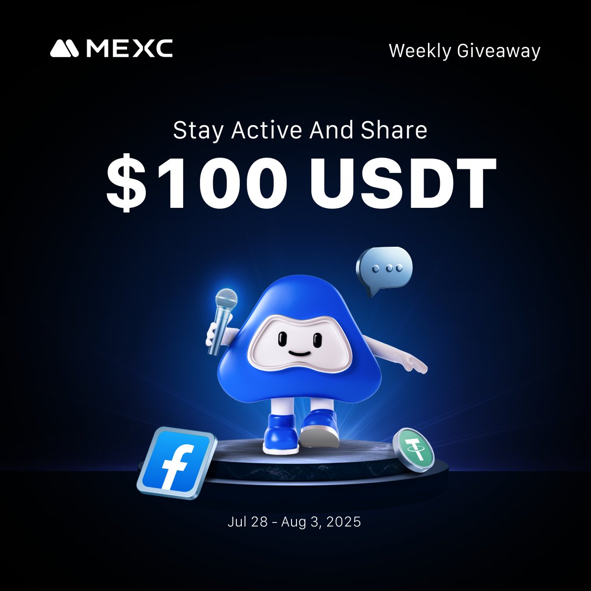 🤩💫 MEXC Oceania Facebook Exclusive: $100 Weekly Giveaway! 

🏆🎁 Top 10 Most Active Win 10 USDT Each!

✅ Follow and Like us on FB page: facebook.com/MEXCOceania
✅ Join our FB group: facebook.com/groups/6852651…, comment and like our FB posts this week 
📅 Duration: July 28 - Aug 3,
