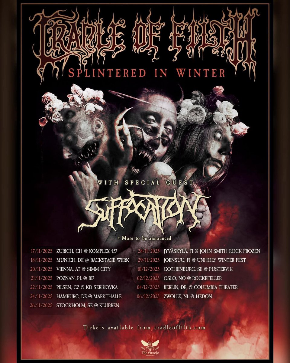 Sethpicturesmusic 🤘✌️ (@sethabrikoos) on Twitter photo #CradleofFilth Splintered In Winter tour in EU this November & December, supported by #suffocationband + more dates to come 👀
🎫 will be available Friday 1st August – 11 am CEST at cradleoffilth.com
Ph 1 taken by me at #Pitfest
#donnyburbage
<a href="/NapalmRecords/">Napalm Records</a>
🤘✌️ #CradleofFilth Splintered In Winter tour in EU this November & December, supported by #suffocationband + more dates to come 👀
🎫 will be available Friday 1st August – 11 am CEST at cradleoffilth.com
Ph 1 taken by me at #Pitfest
#donnyburbage
<a href="/NapalmRecords/">Napalm Records</a>
🤘✌️