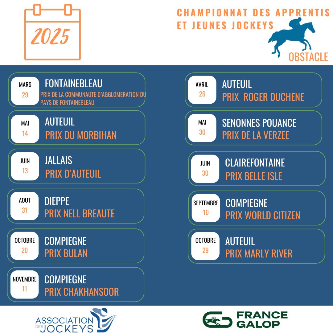 📅 NOUVELLES DATES DU CHAMPIONNAT DES APPRENTIS ET JEUNES JOCKEYS EN OBSTACLE