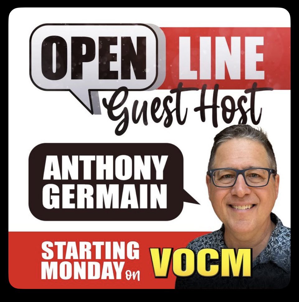 AnthonyGermain's tweet image. Today’s the day: Hope you can tune in 📻 to @590VOCM this week as I fill in on @VOCMOpenline. Something on your mind? Give the show a call!