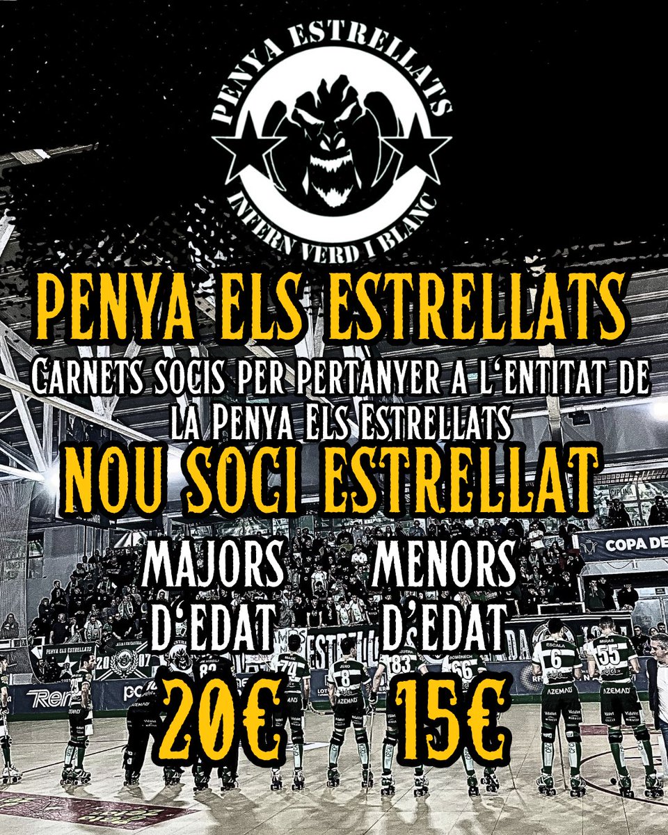 ElsEstrellats's tweet image. 𝐅𝐄𝐒-𝐓𝐄 𝐒𝐎𝐂𝐈 𝐄𝐒𝐓𝐑𝐄𝐋𝐋𝐀𝐓 

Com cada any comença la temporada de captació de socis de la Penya Els Estrellats,una petita quantitat simbólica ens dóna molta força per poder encarar tota la temporada, fes-te soci Estrellat !!!