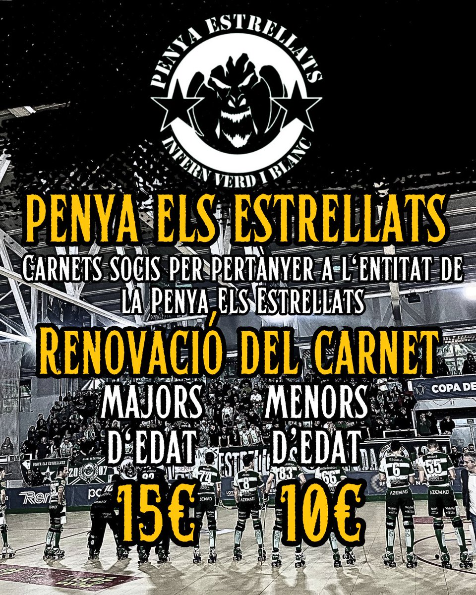 ElsEstrellats's tweet image. 𝐅𝐄𝐒-𝐓𝐄 𝐒𝐎𝐂𝐈 𝐄𝐒𝐓𝐑𝐄𝐋𝐋𝐀𝐓 

Com cada any comença la temporada de captació de socis de la Penya Els Estrellats,una petita quantitat simbólica ens dóna molta força per poder encarar tota la temporada, fes-te soci Estrellat !!!