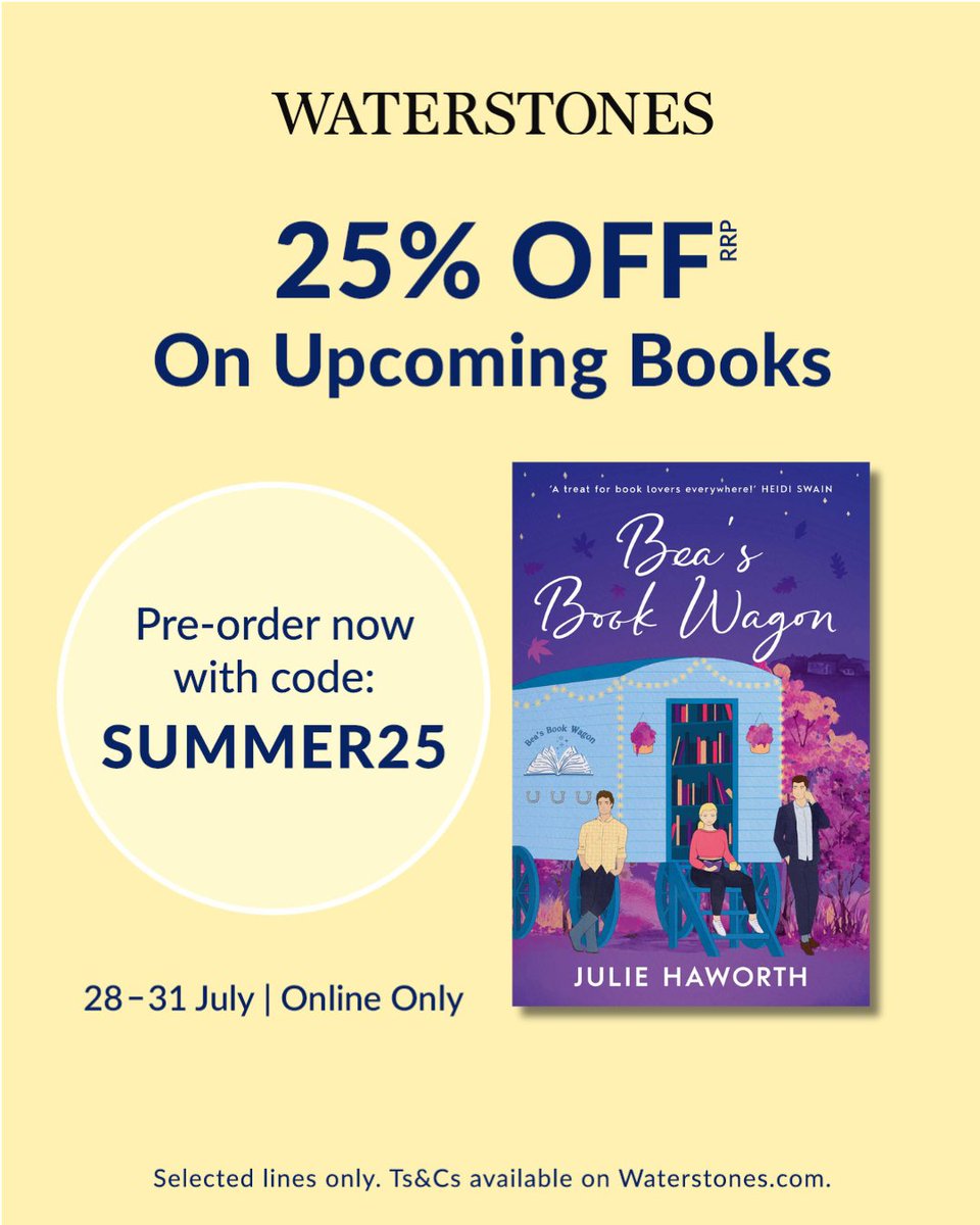 Julie Haworth (@jhaworthauthor) on Twitter photo I'm thrilled to share that #BeasBookWagon has been selected for a special pre-order promotion with Waterstones!! β€οΈπ Pre-order from now until 31st July and enter the code SUMMER25 at checkout to receive 25% off the RRP which is an absolute bargain! β€οΈπ waterstones.com/book/beas-bookβ¦ I'm thrilled to share that #BeasBookWagon has been selected for a special pre-order promotion with Waterstones!! β€οΈπ Pre-order from now until 31st July and enter the code SUMMER25 at checkout to receive 25% off the RRP which is an absolute bargain! β€οΈπ waterstones.com/book/beas-bookβ¦