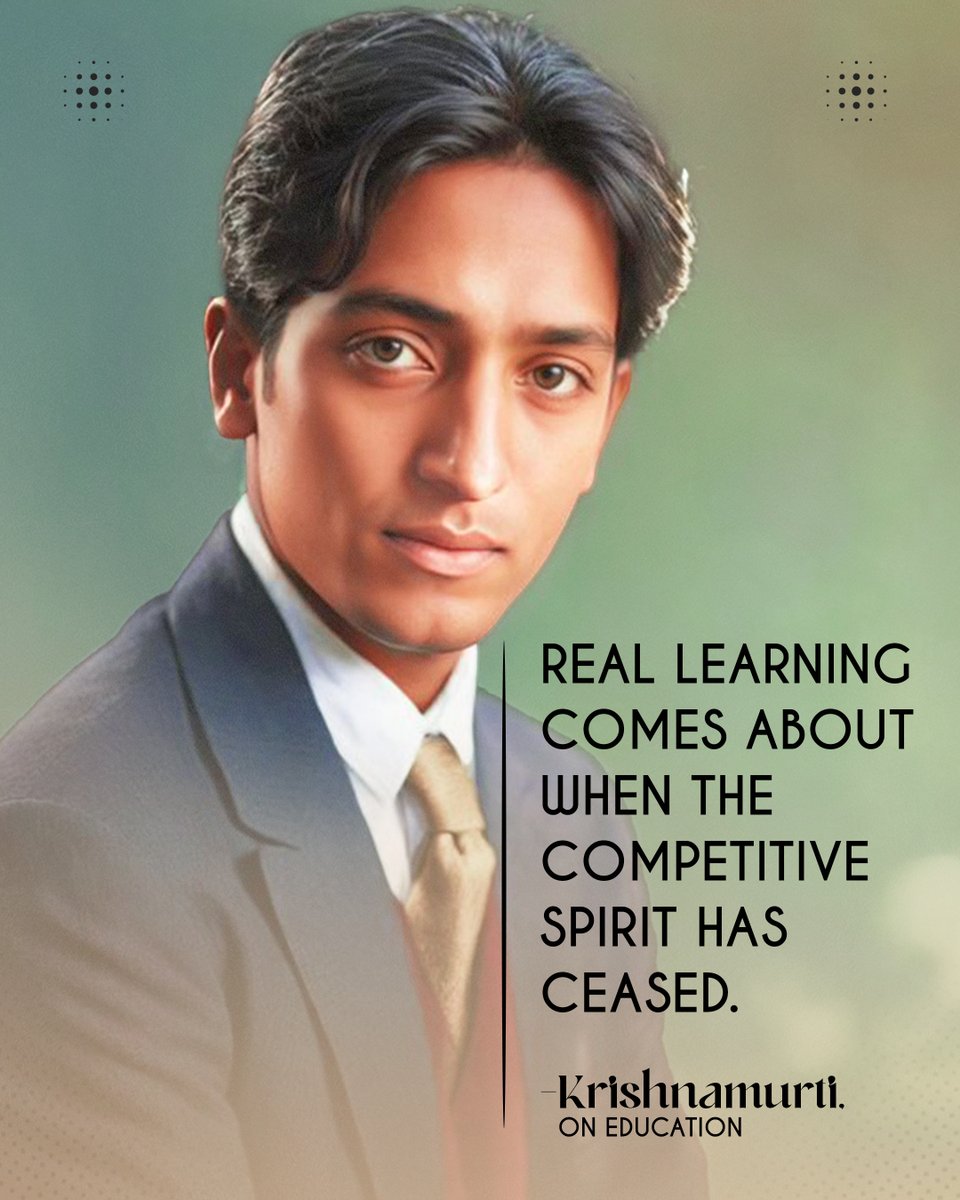 Ulrichbrugger's tweet photo. When learning becomes a race, we lose the point of learning itself.

Learning &amp; Living echoes Krishnamurti’s wisdom: education should be about awakening the mind, not beating the next person to the answer.

#Education #bookrecommendation #booklovers #krishnamurti https://t.co/n2j4Ret37h