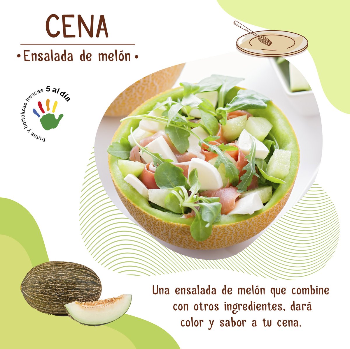 ¿Sabías que el melón no solo es perfecto para ser #1delas5dehoy, sino que también puede ser el ingrediente estrella en tus recetas? 🍈
#5aldía te trae cuatro opciones para que en cualquier momento del día disfrutes de esta deliciosa #fruta 
#Infórmatecon5aldía #FrutasSiempre