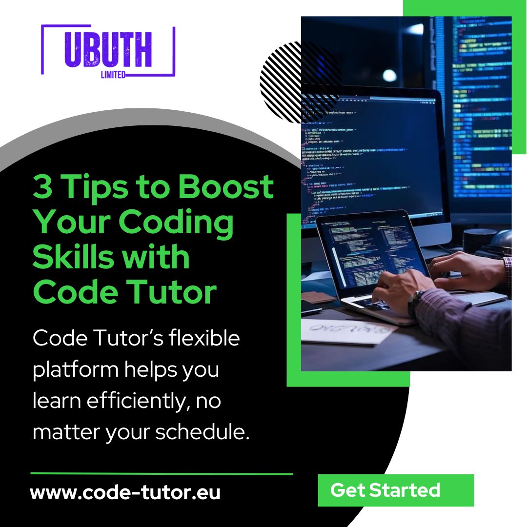 ubuthlimited's tweet image. Code Tutor’s flexible platform helps you learn efficiently, no matter your schedule. #CodingTips #CodeTutor