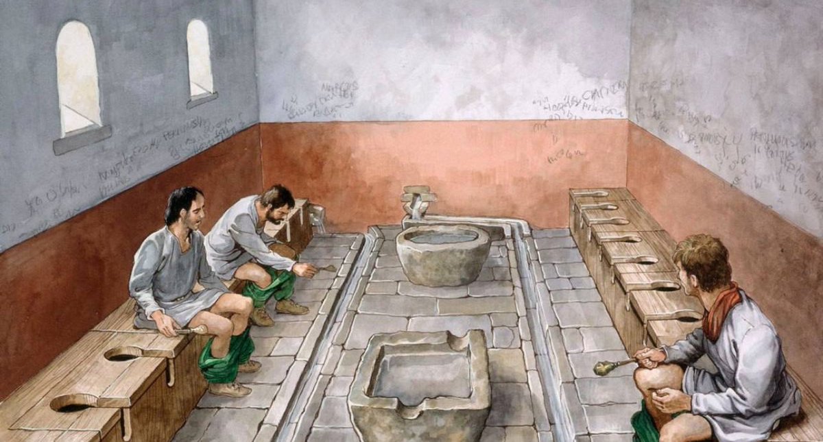 hide2951889's tweet image. 古代ローマ人は公衆トイレで過ごすのが大好きでした…