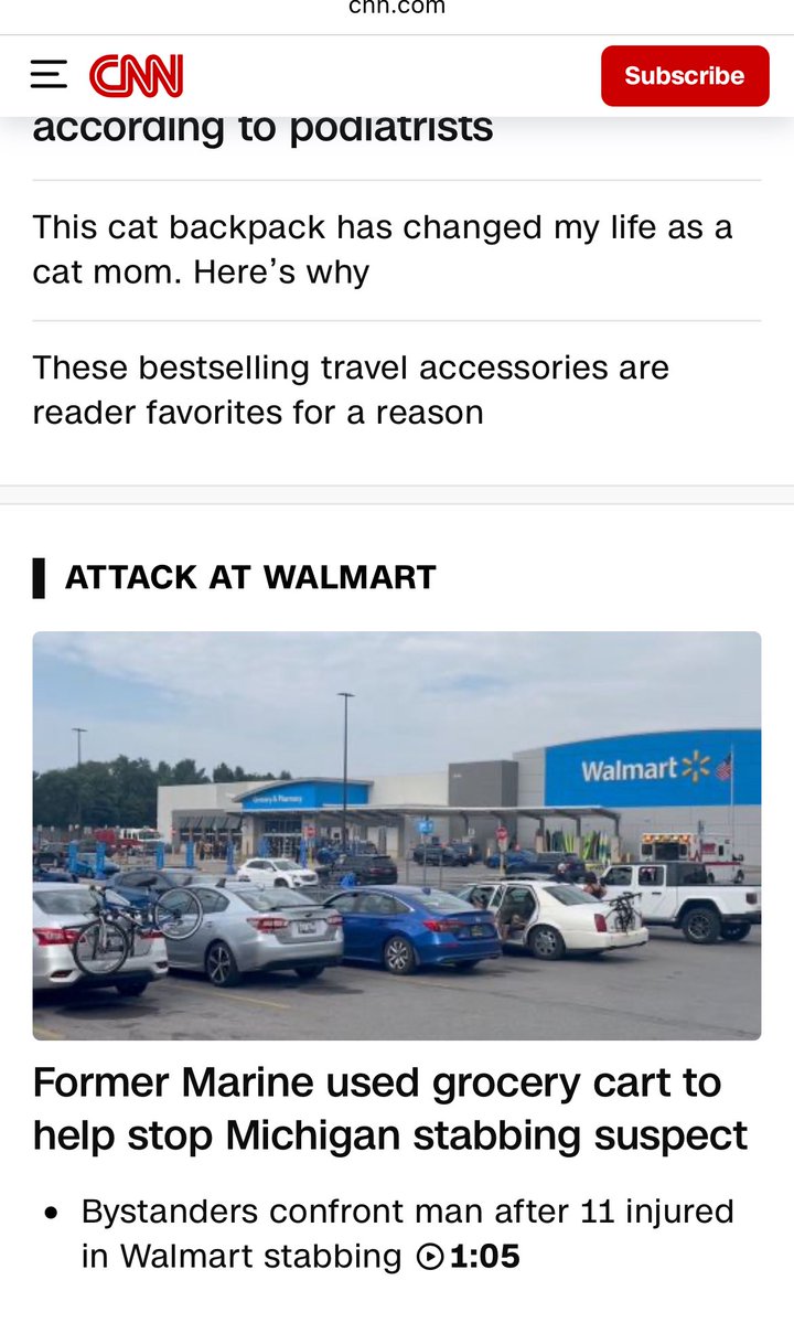 ElenaDynomite's tweet image. It is no surprise CNN neglected to report on the racist street beat downs in Cincinnati this weekend. 

It was surprising to learn that a marine stopped a knife wielding man at Walmart with a “shopping cart”.

MSM is nothing but lies.