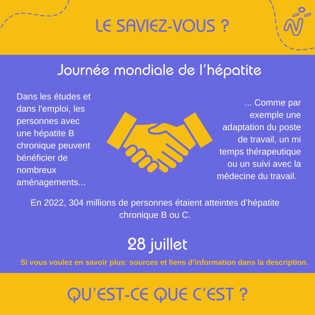 TREMPLIN HANDICAP (@tremplin_handi) on Twitter photo 📣 Ce lundi, c'est la journée de l'#hépatite
👁 L'occasion d'en découvrir un peu plus sur ce #Handicap 
🔎<a href="/institutpasteur/">Institut Pasteur, since 1887</a> :
urls.fr/0oObqf
🔎<a href="/WHO/">World Health Organization (WHO)</a>:
urls.fr/KbSCf3
🔎@ADPS_SN :
urls.fr/IgCQAZ
🔎<a href="/CPAM_75/">Assurance Maladie de Paris</a> :
urls.fr/3s2CZZ 📣 Ce lundi, c'est la journée de l'#hépatite
👁 L'occasion d'en découvrir un peu plus sur ce #Handicap 
🔎<a href="/institutpasteur/">Institut Pasteur, since 1887</a> :
urls.fr/0oObqf
🔎<a href="/WHO/">World Health Organization (WHO)</a>:
urls.fr/KbSCf3
🔎@ADPS_SN :
urls.fr/IgCQAZ
🔎<a href="/CPAM_75/">Assurance Maladie de Paris</a> :
urls.fr/3s2CZZ
