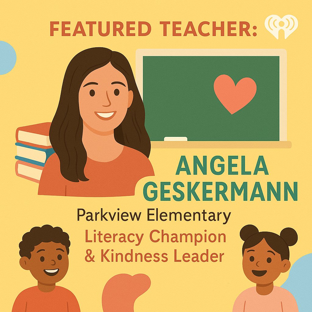 1310 WIBA (@1310wiba) on Twitter photo 🌟 Today’s featured teacher is Angela Geskermann of Parkview Elementary! 🌟
She leads with heart, inspires with kindness, and champions literacy every day. Her students thrive—and love her for it! 💛📚 Nominate a teacher: iheartradio.com/teacher #TeacherSpotlight #thankateacher 🌟 Today’s featured teacher is Angela Geskermann of Parkview Elementary! 🌟
She leads with heart, inspires with kindness, and champions literacy every day. Her students thrive—and love her for it! 💛📚 Nominate a teacher: iheartradio.com/teacher #TeacherSpotlight #thankateacher