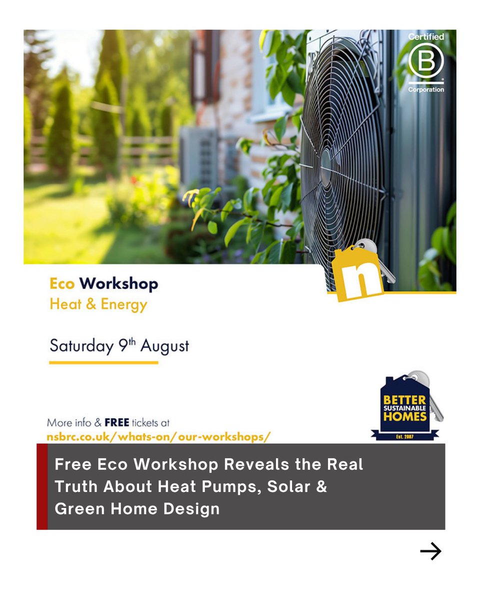 Join <a href="/NSBRC/">NSBRC</a>  free Eco Workshop this August for expert tips on low-carbon tech, energy grants, and real integration advice.

Read more here.👉sbhonline.co.uk/news/eco-works…

#GreenHomes #HeatPumps #EcoWorkshop #SelfBuilding #SelfBuildJourney