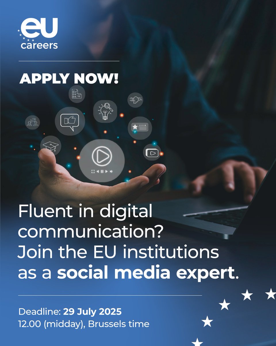 🟦 The EU Institutions are looking for skilled communication pros
🟧 Deadline in only 24 hours‼️

🎯 Apply to one of three fields bit.ly/4kW5o4I 
1️⃣ Graphic design and visual content production
2️⃣ Social media and digital communication 
3️⃣ Webmaster