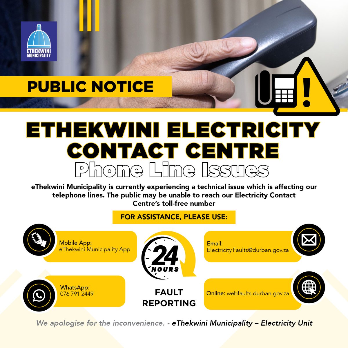 eThekwiniM's tweet image. #UkubikaIzinkingaZikagesi
#ReportingElectricityFaults
