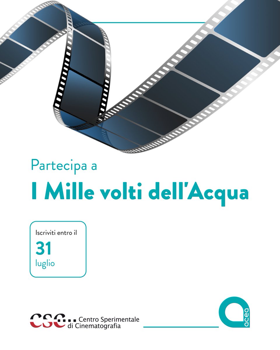 Acea Gruppo (@aceagruppo) on Twitter photo Ultimi giorni per iscriverti al contest “I mille volti dell’acqua”!​
​
Se vuoi avere la possibilità di vedere il tuo cortometraggio proiettato alla Festa del Cinema di Roma 2025, è il momento di partecipare.​
​
Il tema di quest’anno è: “I custodi dell’acqua. Difendere il futuro Ultimi giorni per iscriverti al contest “I mille volti dell’acqua”!​
​
Se vuoi avere la possibilità di vedere il tuo cortometraggio proiettato alla Festa del Cinema di Roma 2025, è il momento di partecipare.​
​
Il tema di quest’anno è: “I custodi dell’acqua. Difendere il futuro