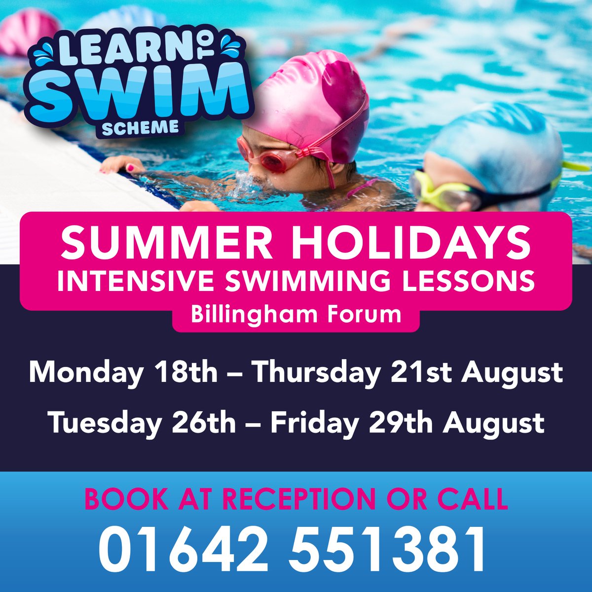 TeesActive's tweet image. 🚨UPCOMING LEARN TO SWIM SESSIONS🚨 Book your child for our intensive summer course! 🏊📍IB Leisure 📍Billingham Forum 📍Stockton Slash 📍Thornaby Pool. Check session times here 👉 teesactive.co.uk/swimming-cours…