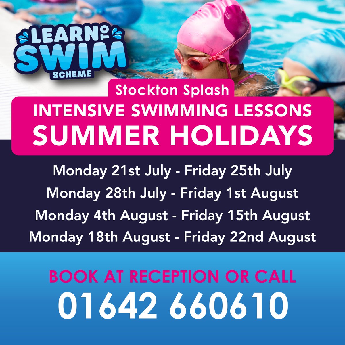 TeesActive's tweet image. 🚨UPCOMING LEARN TO SWIM SESSIONS🚨 Book your child for our intensive summer course! 🏊📍IB Leisure 📍Billingham Forum 📍Stockton Slash 📍Thornaby Pool. Check session times here 👉 teesactive.co.uk/swimming-cours…
