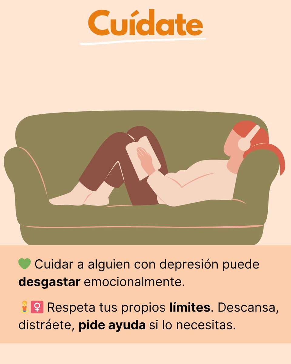 GuiaSalud's tweet image. 🤕¿Tienes un familiar o una persona cercana con depresión y no sabes cómo ayudarle?
👉En este carrusel te damos algunas claves para acompañar sin juzgar y con cuidado también hacia ti.
📘 +info esta GPC🔗 buff.ly/6jHMfCq