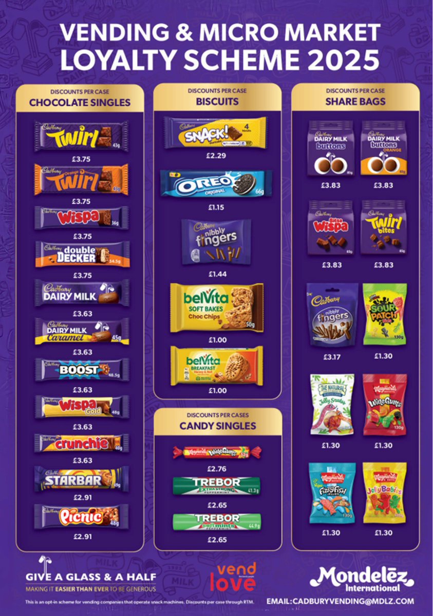 NIVO Vending Group (@nivoltd) on Twitter photo Discounts across Mondelēz's iconic ranges! 🍫🍫🍫
Discover the Vending & Micro Market Loyalty Scheme 2025 from Mondelēz on Page 7 of the NIVO July Insider: nivogroup.co.uk/insider/
#Vending #MicroMarket #LoyaltyScheme <a href="/MDLZ/">Mondelēz Intl</a> Discounts across Mondelēz's iconic ranges! 🍫🍫🍫
Discover the Vending & Micro Market Loyalty Scheme 2025 from Mondelēz on Page 7 of the NIVO July Insider: nivogroup.co.uk/insider/
#Vending #MicroMarket #LoyaltyScheme <a href="/MDLZ/">Mondelēz Intl</a>