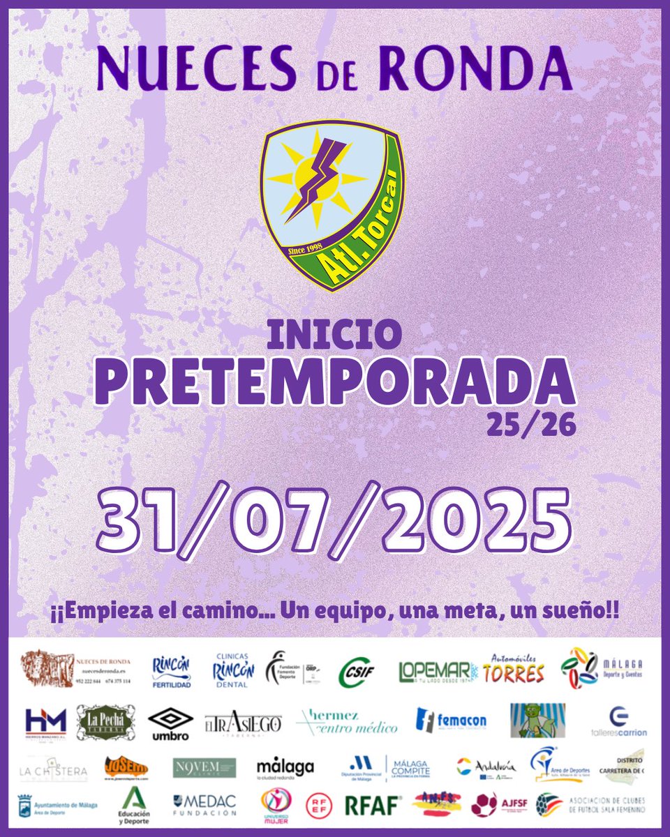 🔥ARRANCA LA PRETEMPORADA 25/26🔥

💜💚Todo comienza aquí..
Un equipo, una meta, un sueño.

🔜El 31 de julio, volvemos a pisar la pista con más ilusión, compromiso y ganas que nunca.

Empieza el camino hacia una temporada llena de retos, trabajo y momentos inolvidables

#GoTorcal