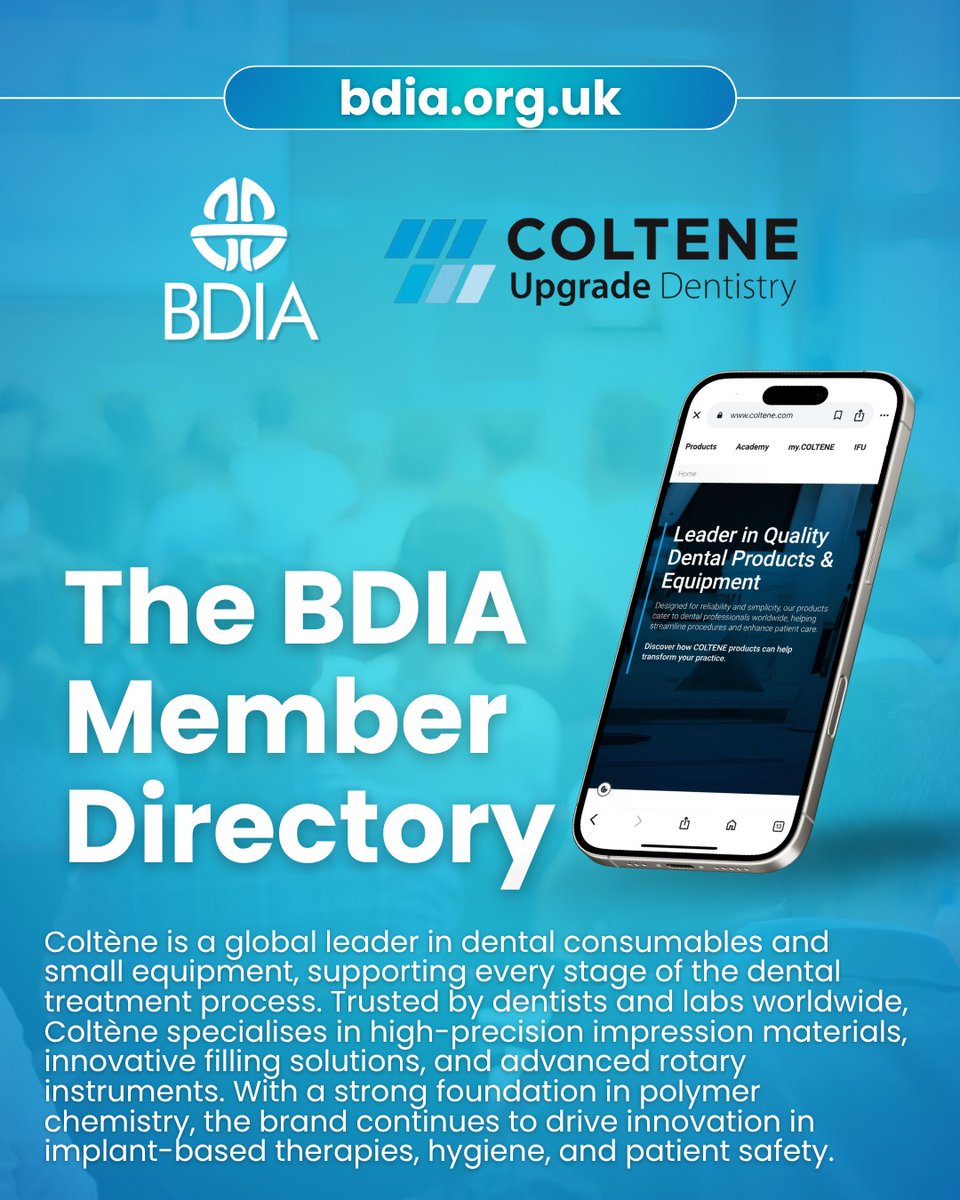 🦷 BDIA Member Spotlight: Coltène

🔗 Learn more:
bdia.org.uk/companies/colt…

#BDIAMember #DentalInnovation #Coltene #DentalExcellence #DentalEducation