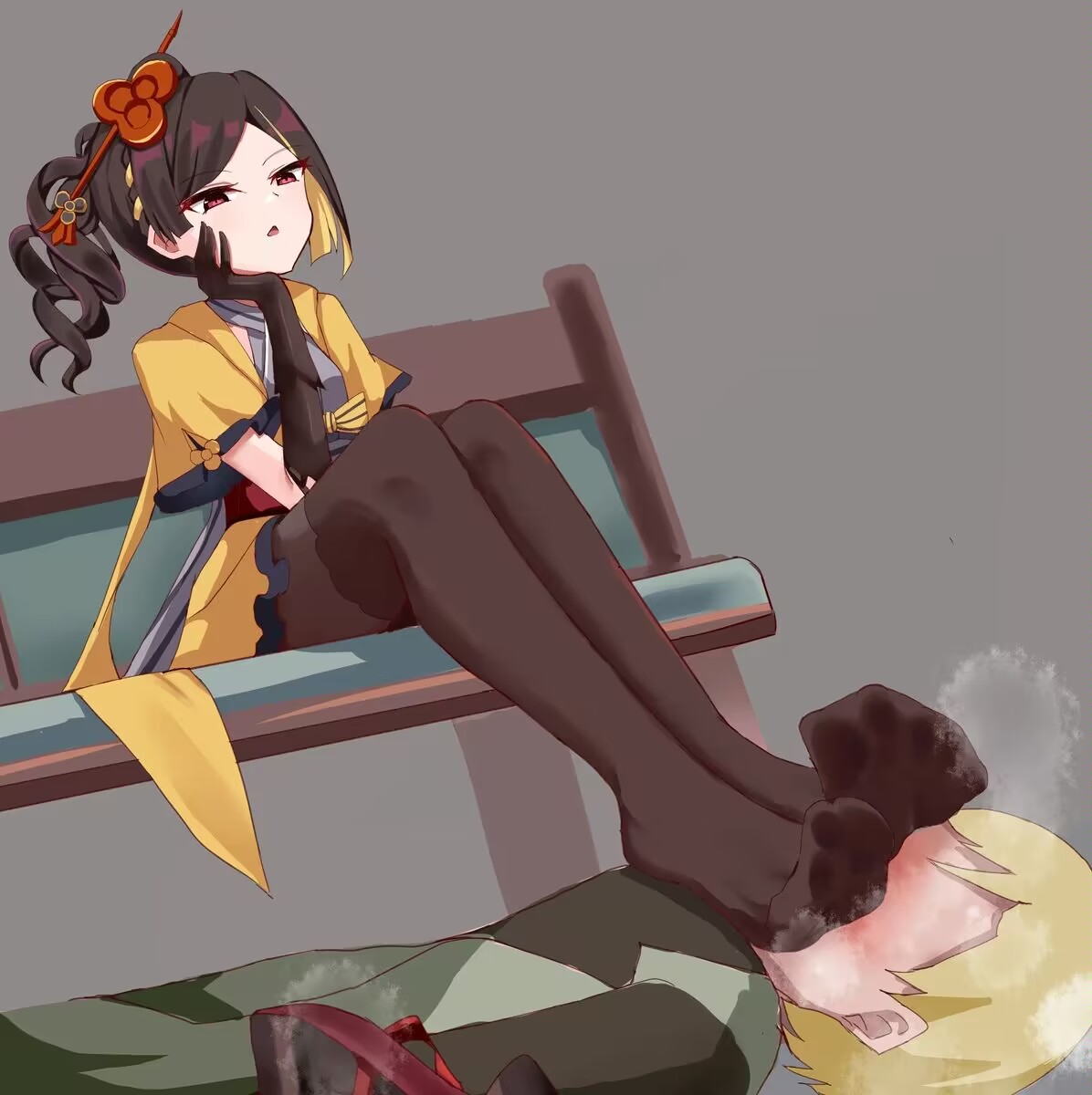 “脱个鞋都这么磨蹭，难道要主人亲自教你怎么伺候吗贱种♡”
被熏的要吐~好不容易才脱下鞋子的贱狗转而就被狠狠践踏♡
封存在靴筒里一整天~浓郁到粘稠的油汗足臭，顺着脚趾挤压出来♡
那股混合了女爹汗液酸咸~皮革闷臭的独特气味，零距离踩挤鼻口，变得前所未有的霸道熏人♡
在脑子熏化前好好反省吧🖤