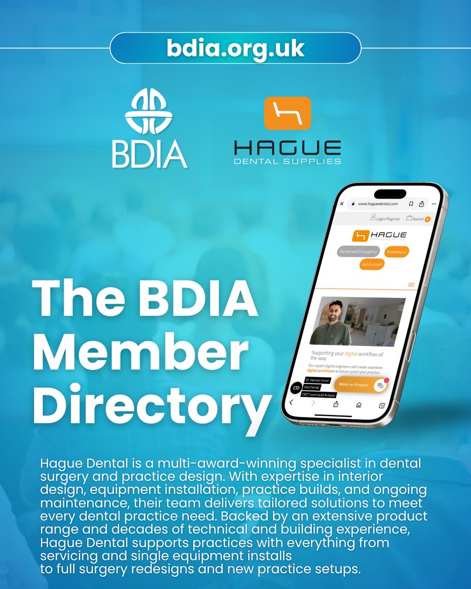 🦷 Member Spotlight: Hague Dental

🔗 Find out more: bdia.org.uk/companies/hagu…

#BDIAMember #DentalInnovation #PracticeDesign #DentalEquipment #HagueDental #BDIASpotlight