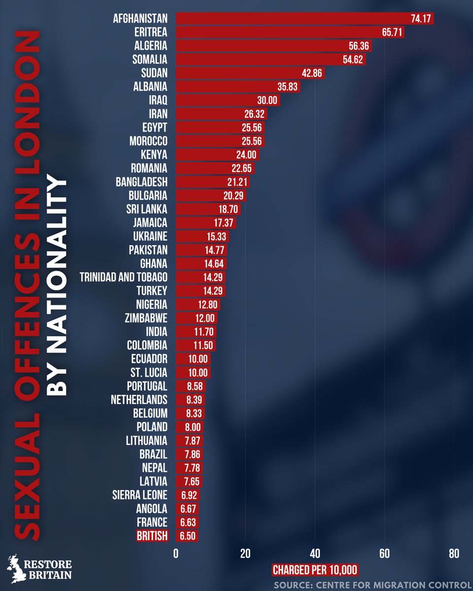 Sexual offences in London by nationality.

Every single foreign sex pest must be removed.

Stop importing, start deporting.