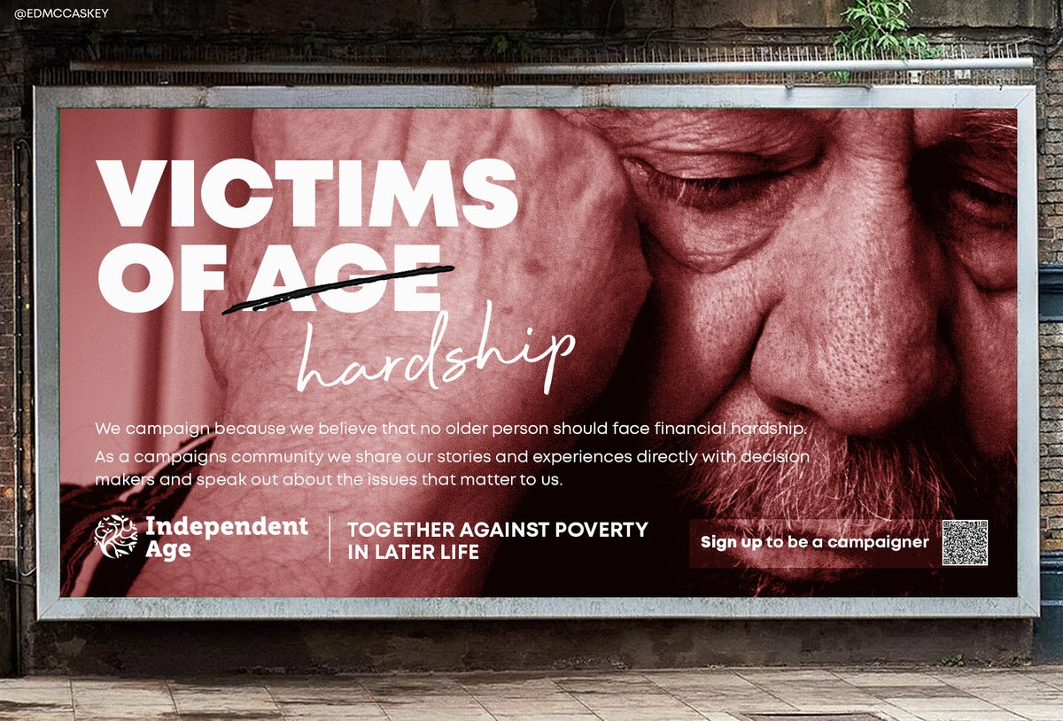 Entry 2 - One Minute Brief of the Day: Create posters that encourage people to speak up for the almost two million older people in financial hardship. #MakeAgeingFair
<a href="/IndependentAge/">Independent Age</a>
<a href="/OneMinuteBriefs/">One Minute Briefs ⏱️</a>