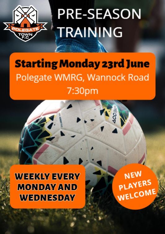 Week 6 of pre-season training tonight. 7:30pm start at Polegate WMRG. New players still welcome to come along.