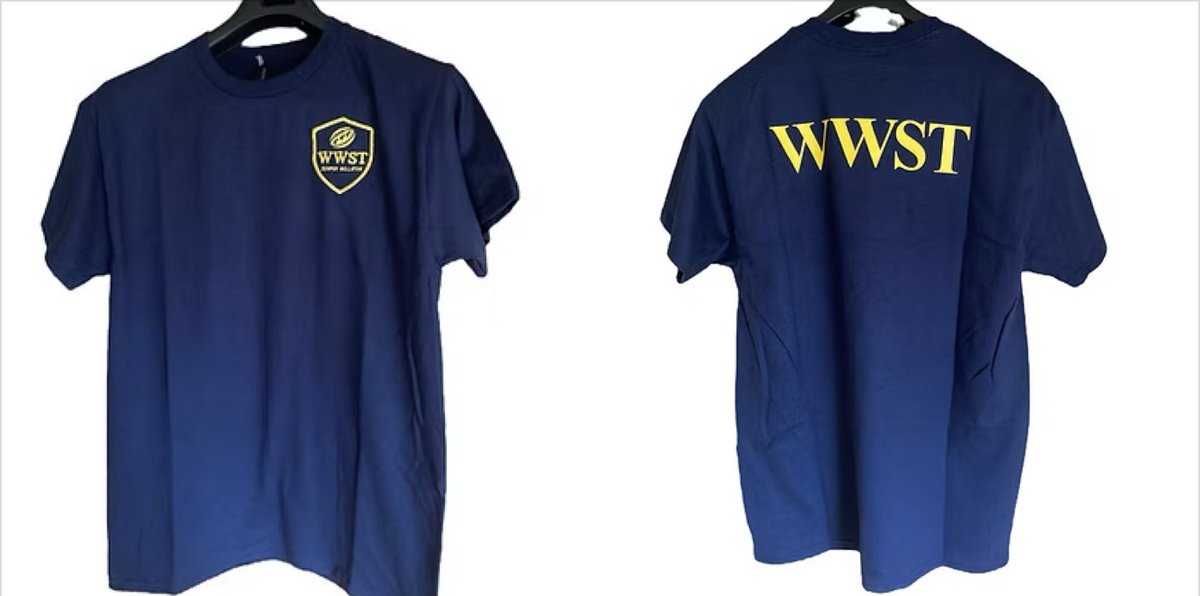 WWST T-shirts have arrived. We’re really happy with the quality. Quite heavy cotton. Embroidered Trust badge. Sizes are generous. wwst.co.uk/product-page/w…