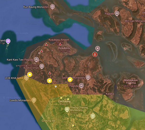 Heavy fighting has been reported in Kyaukpyu township in recent months. The fighting has been two way, with SAC attempting counterattacks after receiving significant reinforcements earlier in the year.

Government forces suffered heavy casualties in these failed attacks and the