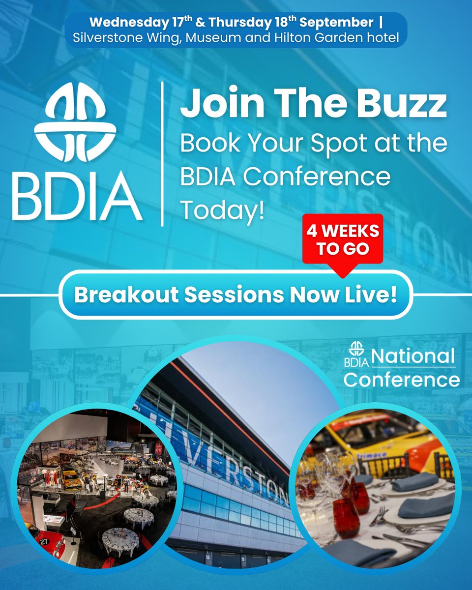 🚨 BDIA National Conference – Breakout Sessions Now Live!
The countdown is on! Just 4 weeks to go until we take over Silverstone for two days of insight, innovation, and inspiration. 🏁🦷

bdia.org.uk/events/bdia-na…

#BDIAConference #BDIA2025 #DentalIndustry #BreakoutSessions