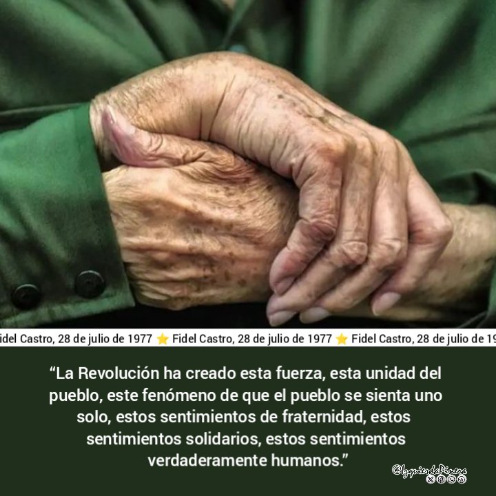 IzquierdaPinera's tweet image. "La Revolución ha creado esta fuerza, esta unidad del pueblo (...) "
Hoy reafirmamos esos sentimientos de fraternidad y solidaridad que nos unen. Cada acción colectiva nos acerca más a un futuro verdaderamente humano.
¡Juntos somos invencibles!
#FidelPorSiempre
#IzquierdaPinera