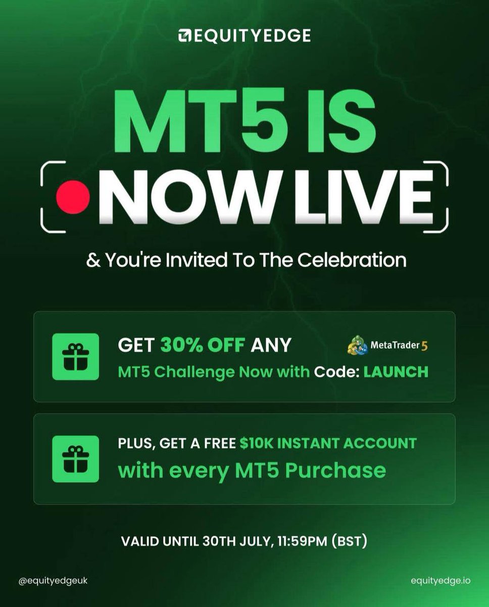 Hey! Mind posting this with:
“MT5 is LIVE — get a FREE $10K Instant Funding + 30% OFF 🔥 Use code: LAUNCH”

We’ll do a 5 x $5K giveaway