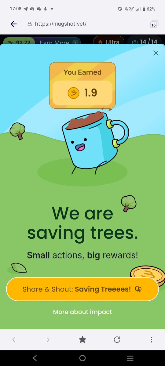 BeautyFree7's tweet image. π Just earned #B3TR with @mugshot_vet by sipping sustainably! πΏβοΈ Snap your eco-mug & join the movement.
π mugshot.eco
#MugshotDapp #Vechain #VeBetterDAO