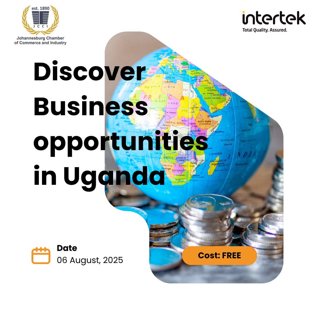 🌍 Looking to expand your business into East Africa?
 Join us on 6 August 2025, 09:00 - 12:00 to explore exciting business opportunities in Uganda.
 ✅ Free to attend | Hosted by JCCI in partnership with Intertek
🔗 Register here: lnkd.in/d2vgG4Wf
#Uganda #SouthAfrica