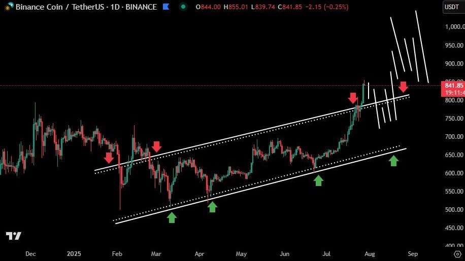 LordOfAlts's tweet image. $BNB broke out 6-month channel like it was nothing.
Trust me this is going to happen like silent and then all of a sudden
• Break + clean retest at $780
• Demand zones holding strong.
• Volume spiked as smart money rotated in
• Price discovery knocking on the door
•…
