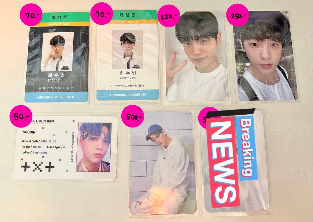 imMD_jeon's tweet photo. ☁️ WTS / พร้อมส่ง 

🐰 การ์ด ซูบิน / Photocard Soobin txt 

ราคาตามรูป หรือ เหมาทั้งกอง = 4,000บาท (พร้อมโอนลดได้ค่ะ) 

(มี * = การ์ดมีตำหนิ) 
DM เพื่อขอดูรายละเอียดเพิ่มเติมได้ทุกใบเลยนะคะ ☺️

สนใจ DM ค่ะ 💗

📮ค่าส่ง = 40 บาท 

#แผงลอยโมอา #ตลาดนัดทีเร้ก #ตลาดนัดtxt #SOOBIN https://t.co/jaFfr8jrhG
