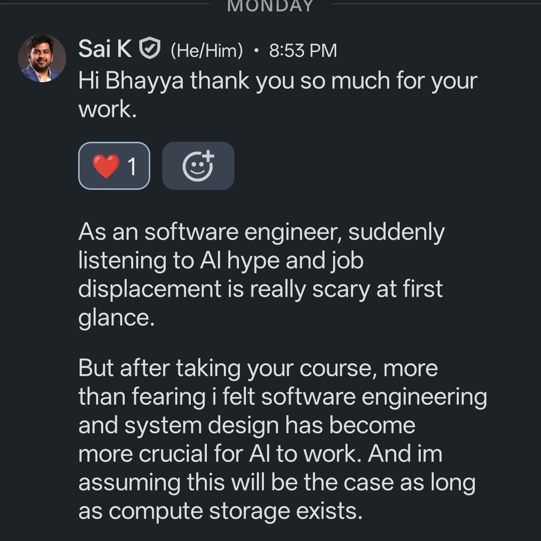 System design makes you stand out.

Most companies want it, but few engineers know it.

But it is a rare skill, and helps you differentiate yourself in the tech market.

Cheers 🥂