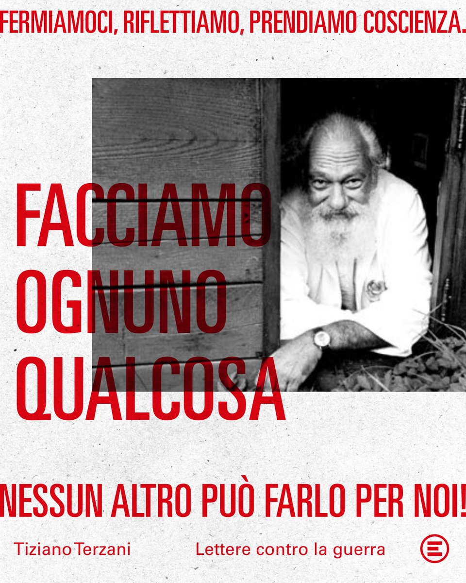"Fermiamoci, riflettiamo, prendiamo coscienza. Facciamo ognuno qualcosa... Nessun altro può farlo per noi!"
Nelle parole di #pace di #TizianoTerzani, un’idea concreta: il futuro che costruiremo dipende dal nostro impegno.
#28luglio