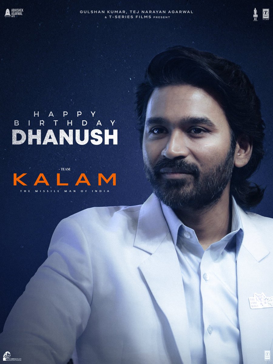 Team #KALAM - 𝗧𝗵𝗲 𝗠𝗶𝘀𝘀𝗶𝗹𝗲 𝗠𝗮𝗻 𝗼𝗳 𝗜𝗻𝗱𝗶𝗮 wishes the mightily talented <a href="/dhanushkraja/">Dhanush</a> a very Happy Birthday ❤‍🔥

His portrayal of Dr. APJ Abdul Kalam Ji will be talked about for years to come ✨

Shoot beings soon!

<a href="/dhanushkraja/">Dhanush</a> <a href="/omraut/">Om Raut</a> <a href="/AbhishekOfficl/">Abhishek Agarwal 🇮🇳</a>
