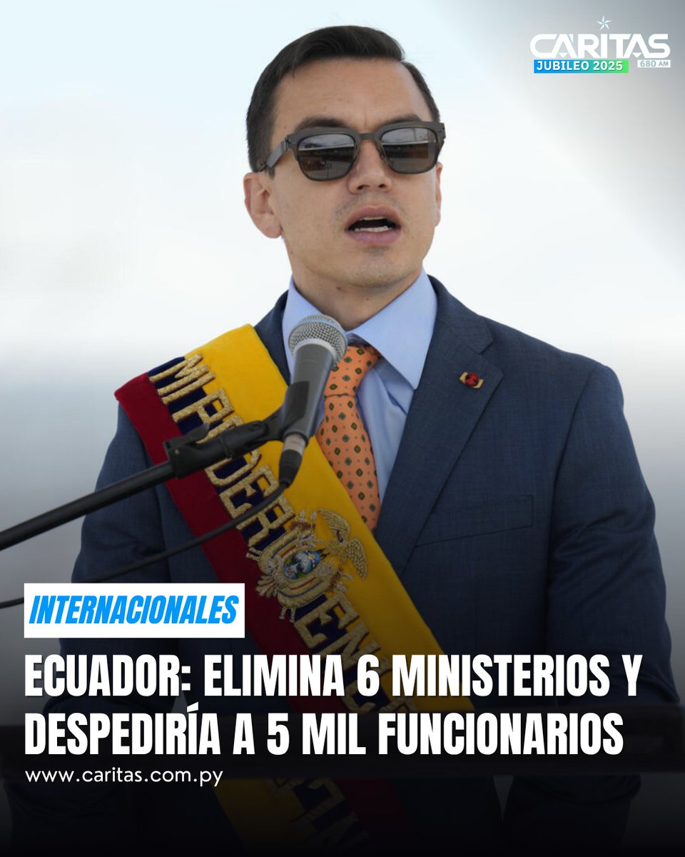 🌍🇪🇨 Ecuador: Elimina 6 ministerios y despediría a más de 5 mil funcionarios públicos.

Mediante un decreto del ejecutivo del Ecuador, el presidente Daniel Noboa, anunció un paquete de reformas que busca la reducción del estado mediante la fusión de varios ministerios y